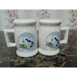Idaho Salt and Pepper Shakers Blue Bird On Flowers Collectors Item Kitchen Decor